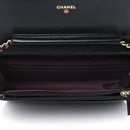 Chanel Lambskin Quilted Wallet On Chain WOC Black 4 of 11