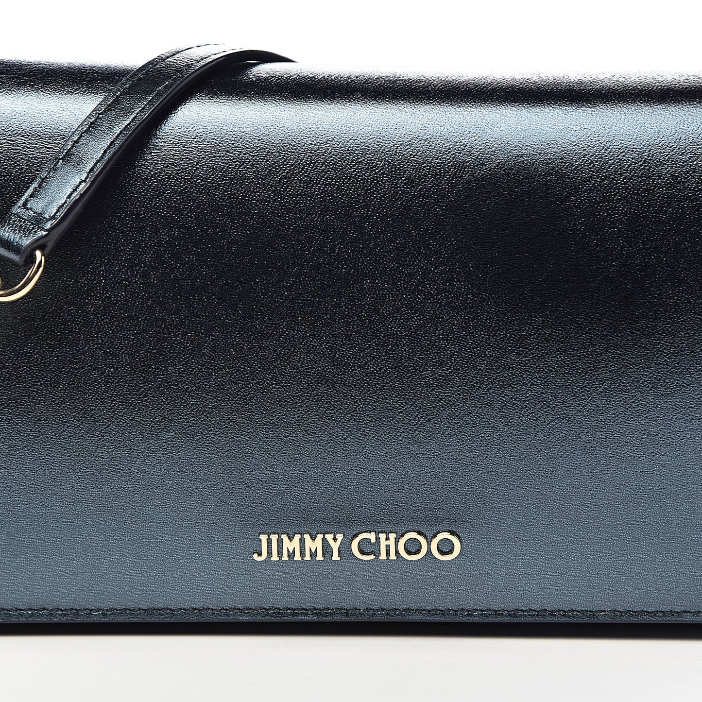 Metallic Calfskin Chain Wallet Blue
