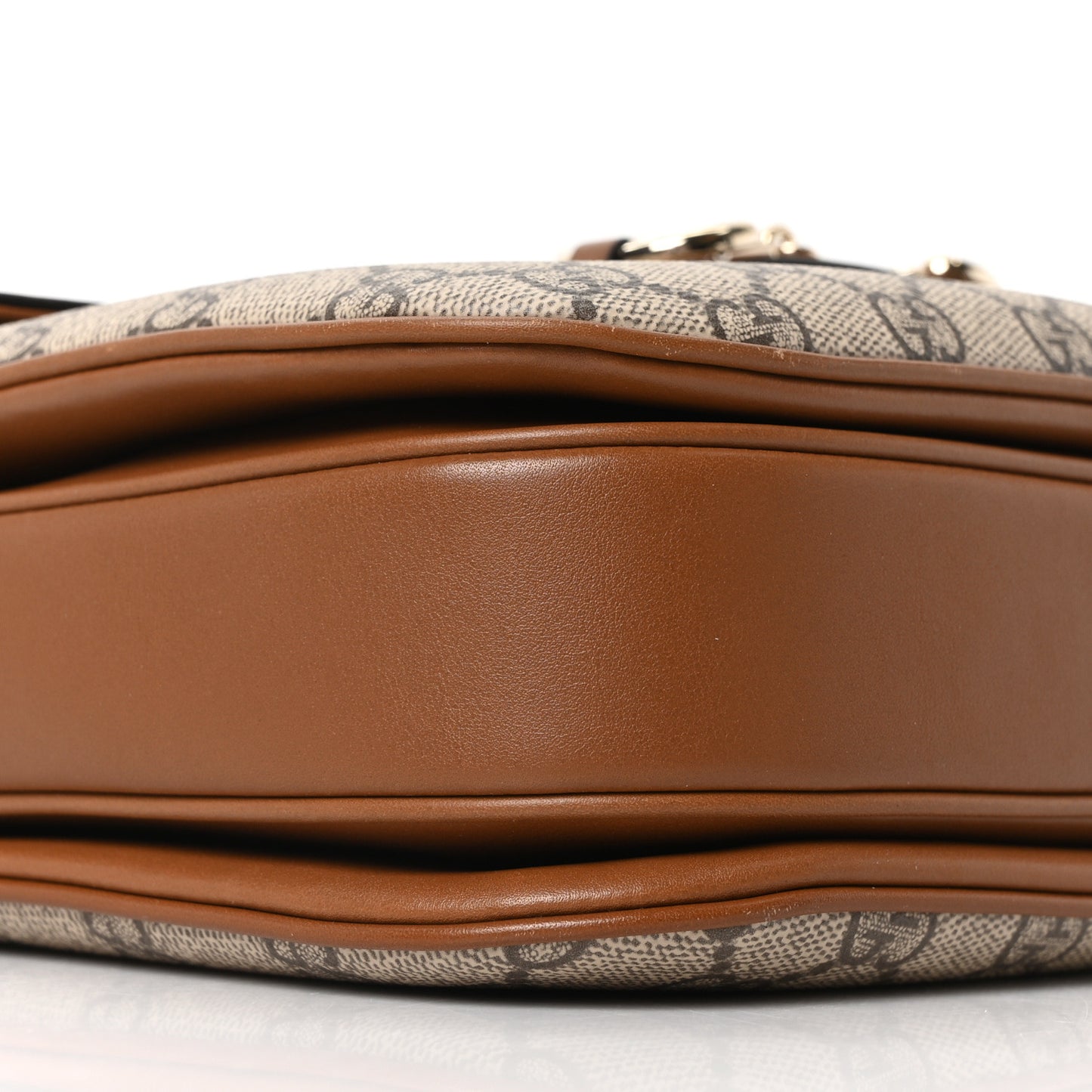 GG Supreme Monogram Horsebit 1955 Soft Small Shoulder Bag Beige Brown Sugar