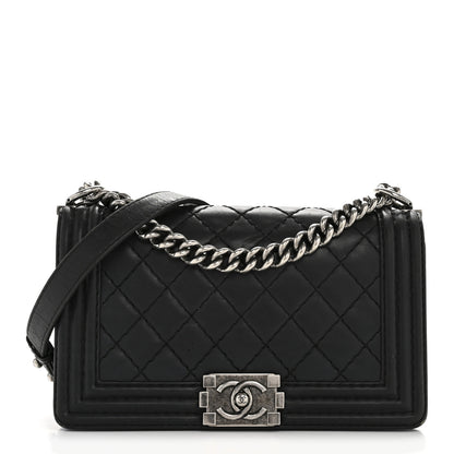 Chanel Calfskin Quilted Double Stitch New Medium Boy Flap Black 1 of 14