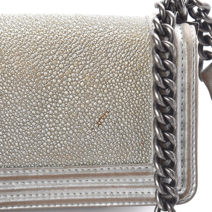 Chanel Metallic Galuchat Stingray Mini Boy Flap Silver 11 of 15