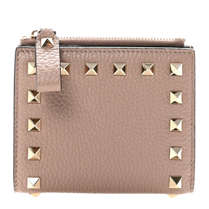 Valentino Garavani Grainy Calfskin Rockstud Coin Purse Card Holder Poudre 1 of 7