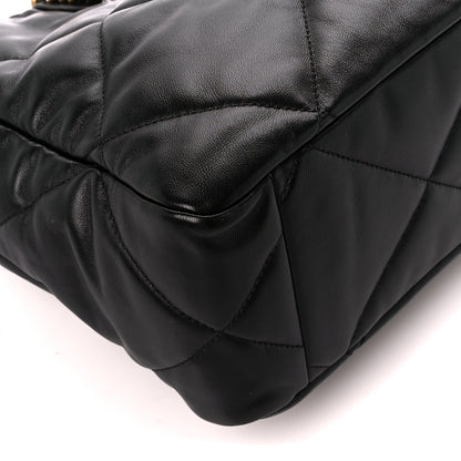 Chanel Lambskin Quilted Chanel 19 East West Shopping Bag Black 9 of 10