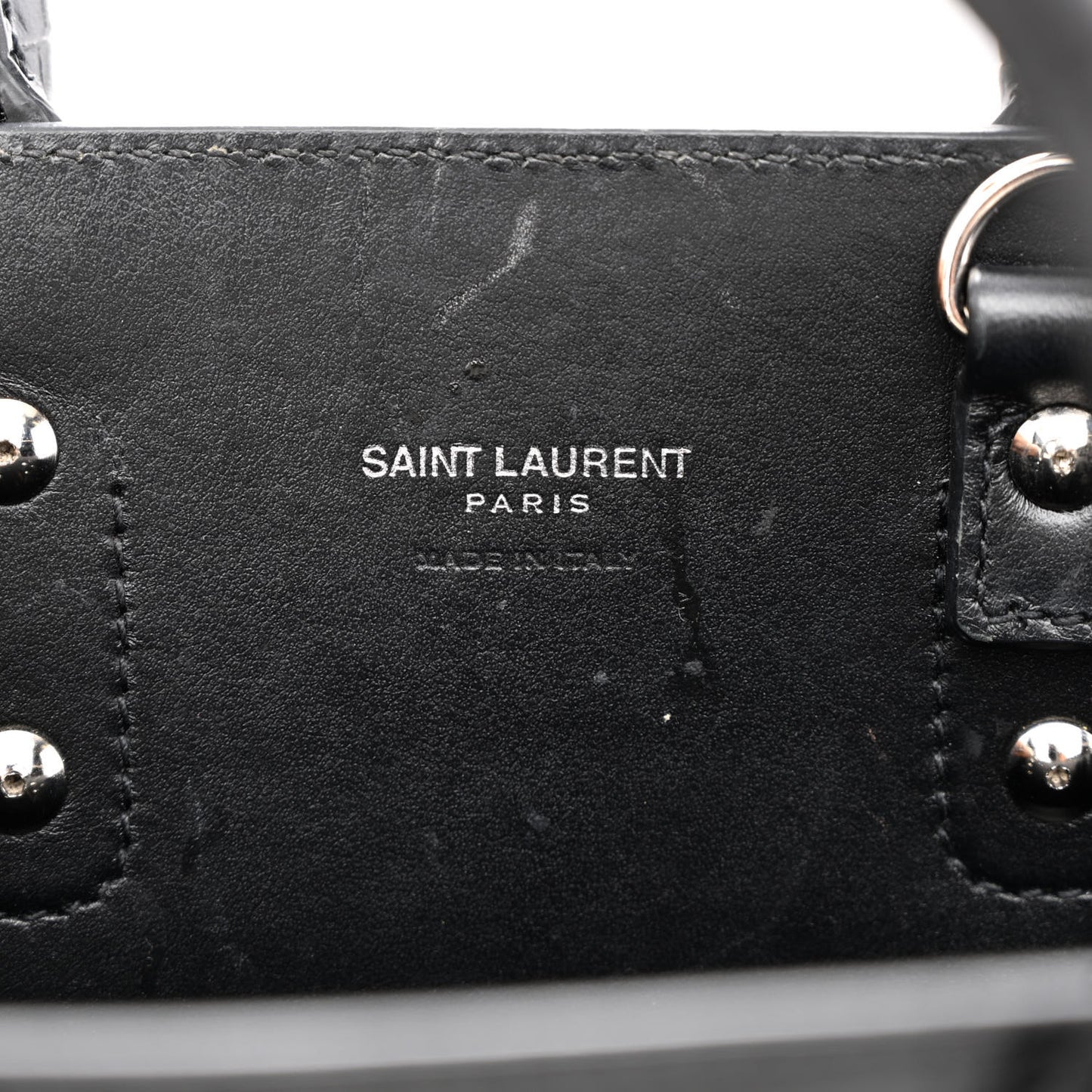 Calfskin Crocodile Embossed Nano Sac De Jour Black