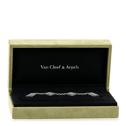 Van Cleef & Arpels 18K White Gold Chalcedony 5 Motifs Vintage Alhambra Bracelet 5 of 5
