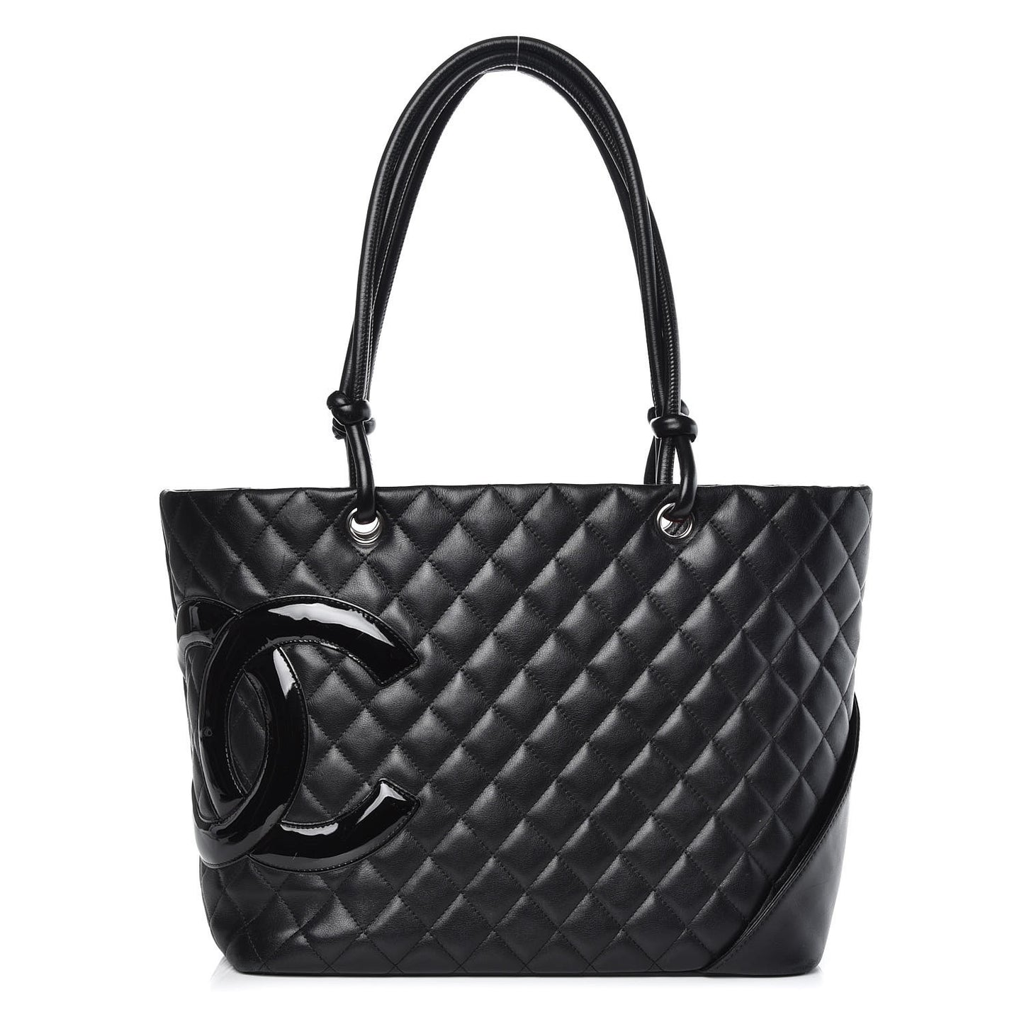 Calfskin Quilted Large Cambon Tote Black