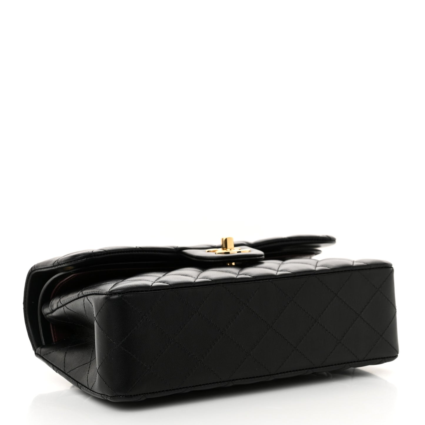 Lambskin Quilted Small Double Flap Black