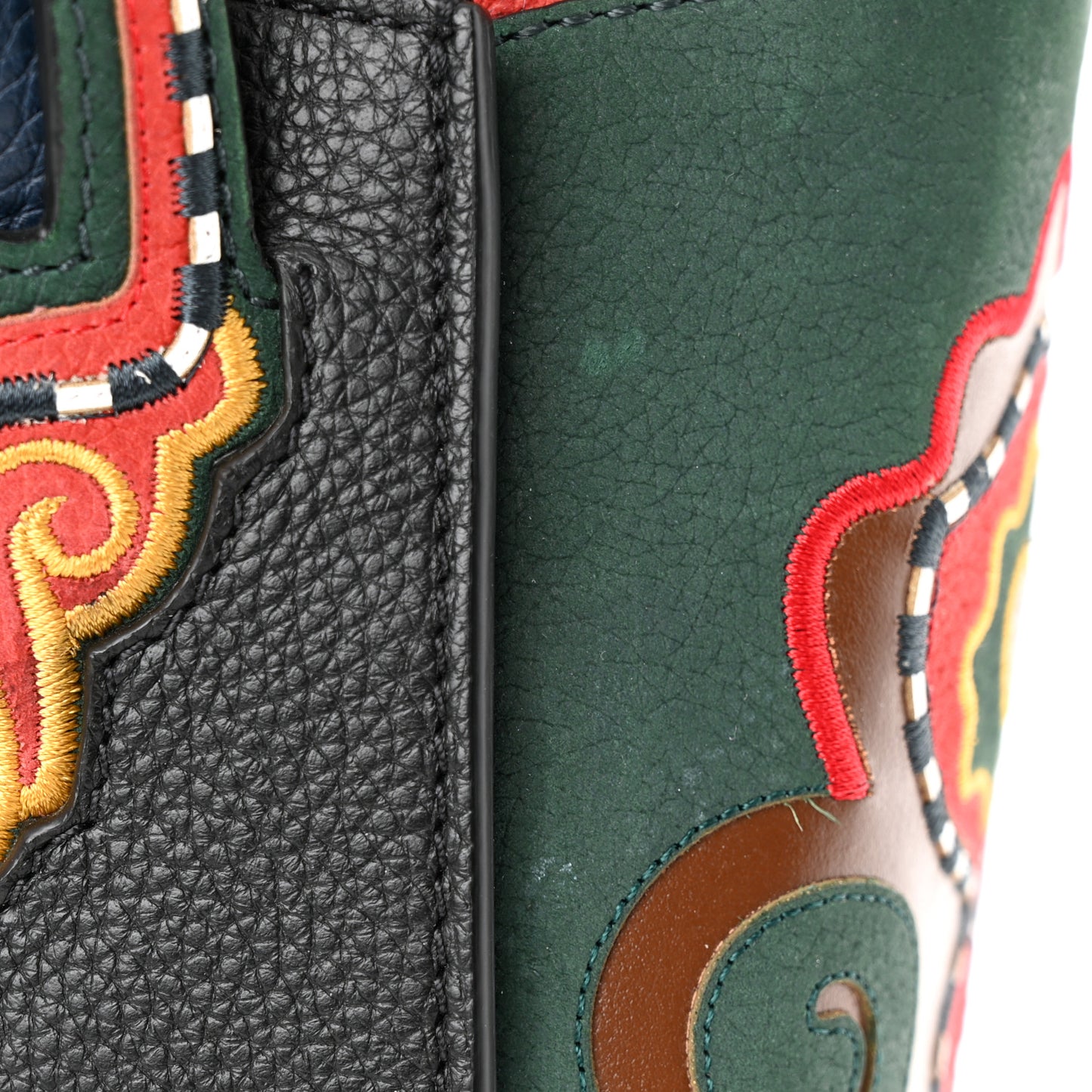 Grained Calfskin Embroidered Small Eloise Tote Black Multicolor
