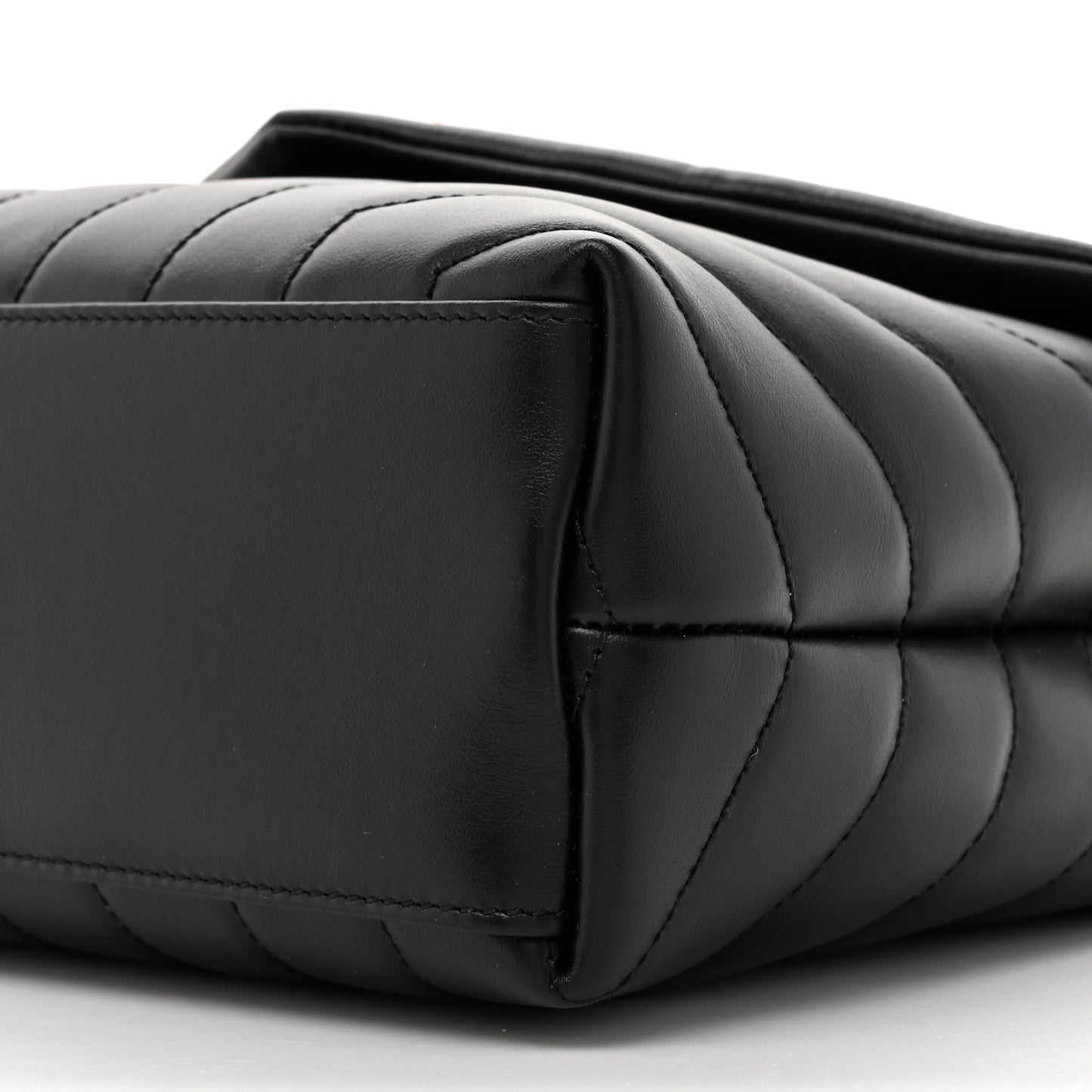 Calfskin Y Quilted Monogram Small Loulou Chain Satchel Black