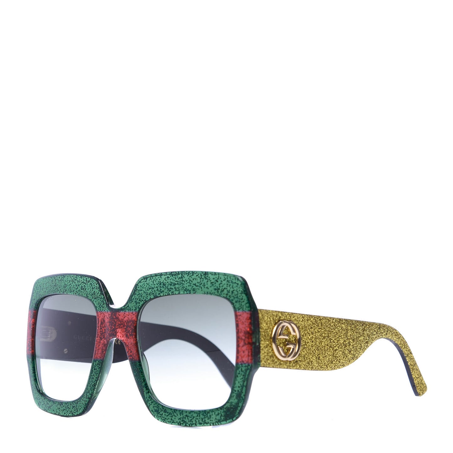 Square Frame GG0102S Sunglasses Glitter Red Black Green