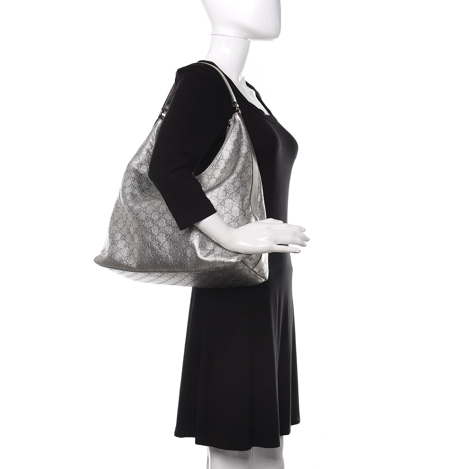 Gucci Metallic Guccissima Hobo Silver 2 of 12