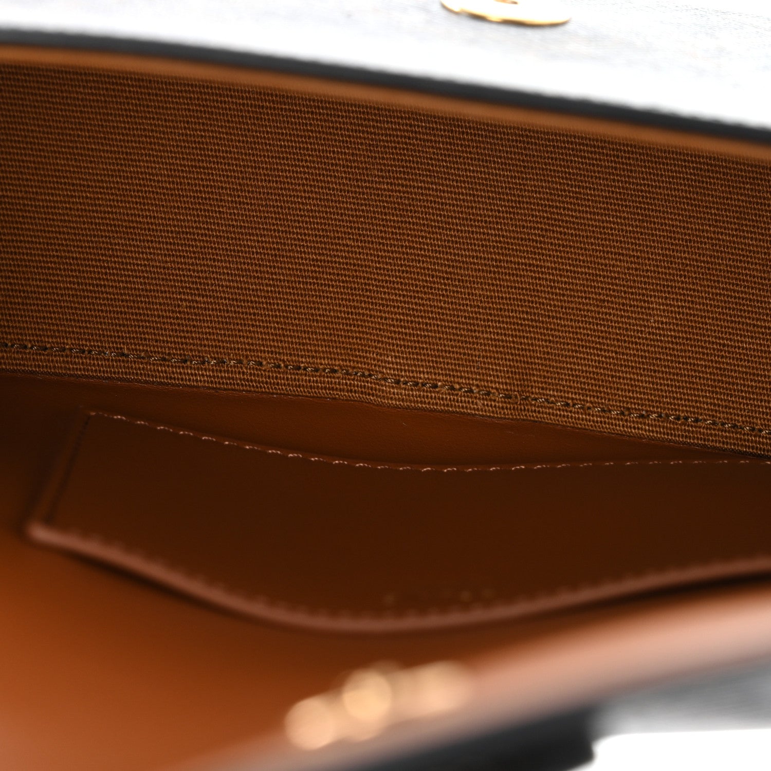 Celine Triomphe Canvas Calfskin Tabou Clutch on Strap Tan 5 of 9