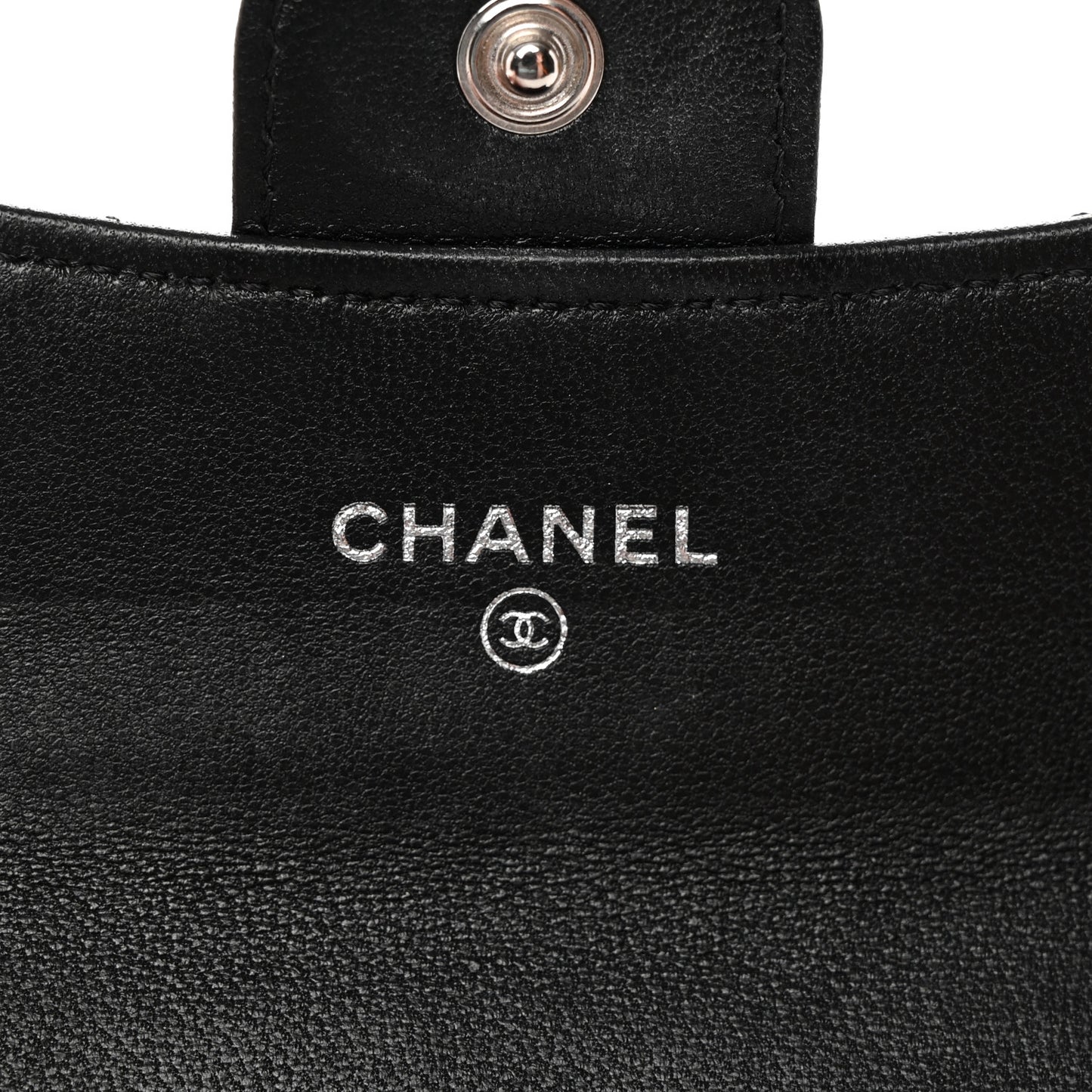 Lambskin Quilted Flap Card Holder Wallet Black