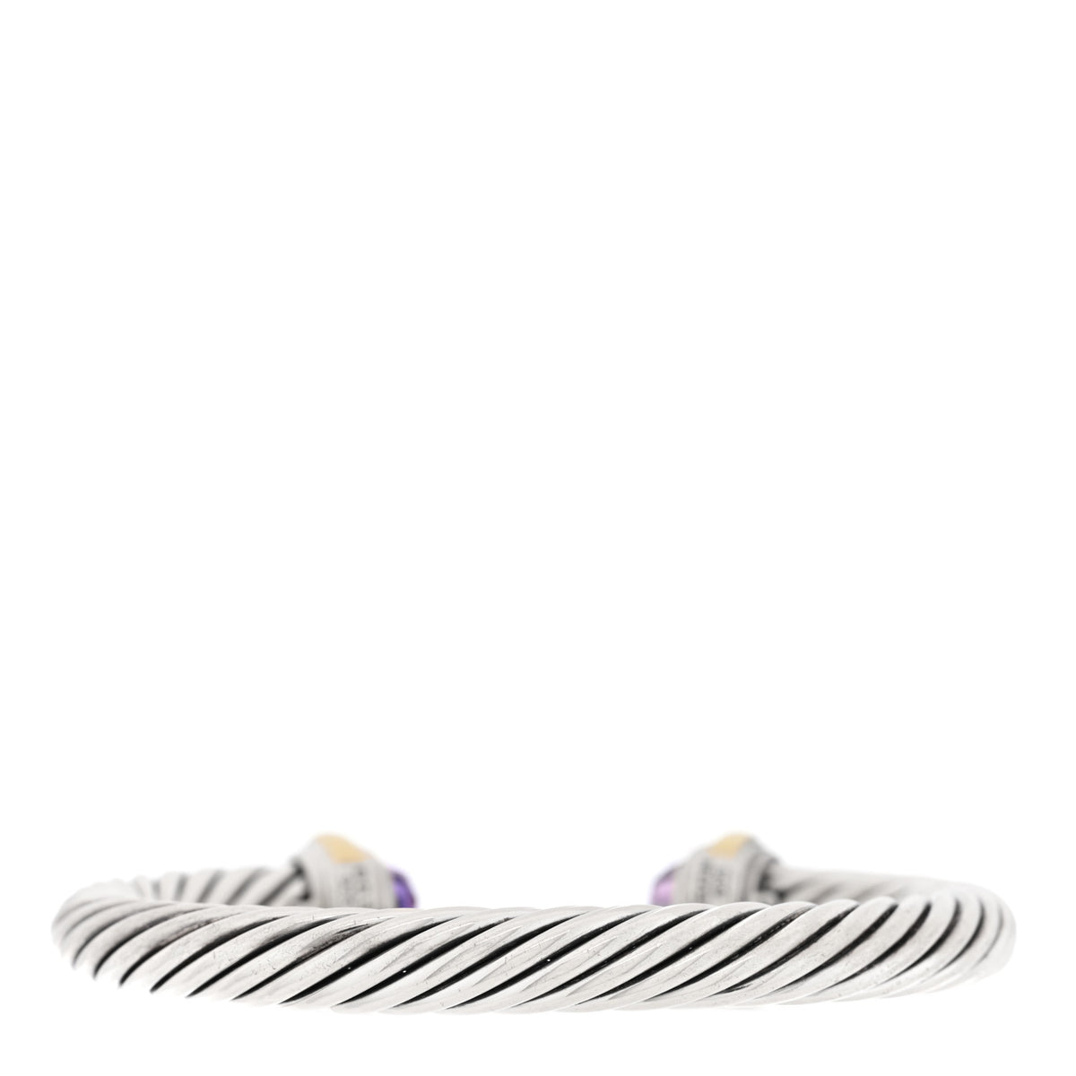 Sterling Silver 14K Yellow Gold Amethyst 7mm Cable Classics Bracelet