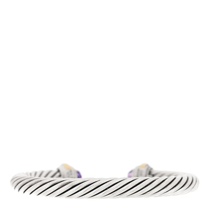 David Yurman Sterling Silver 14K Yellow Gold Amethyst 7mm Cable Classics Bracelet 2 of 3