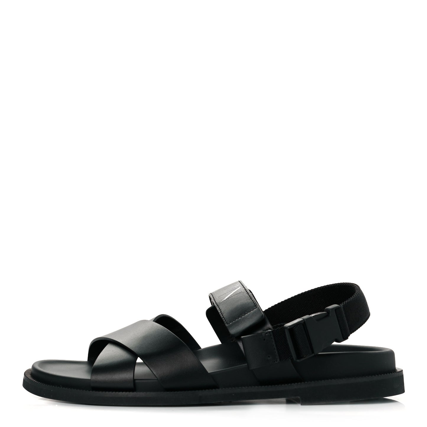 Calfskin Mens Logo Sandals 45 Black