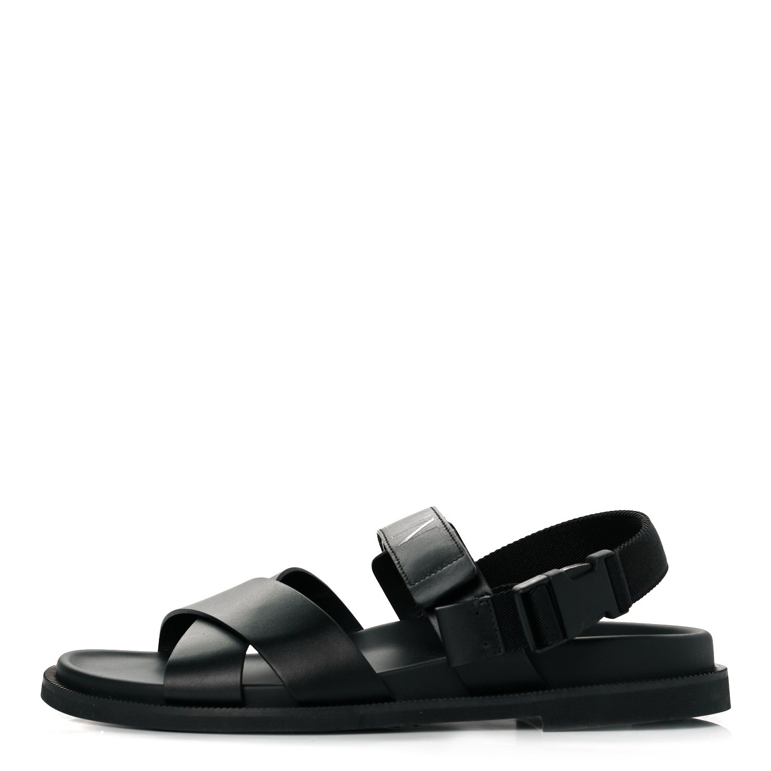 Valentino Garavani Calfskin Mens Logo Sandals 45 Black 1 of 9