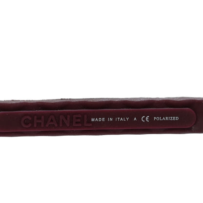 Chanel Metal Lambskin Quilted CC Pilot Summer Aviator Sunglasses 4204-Q Silver Burgundy 5 of 9