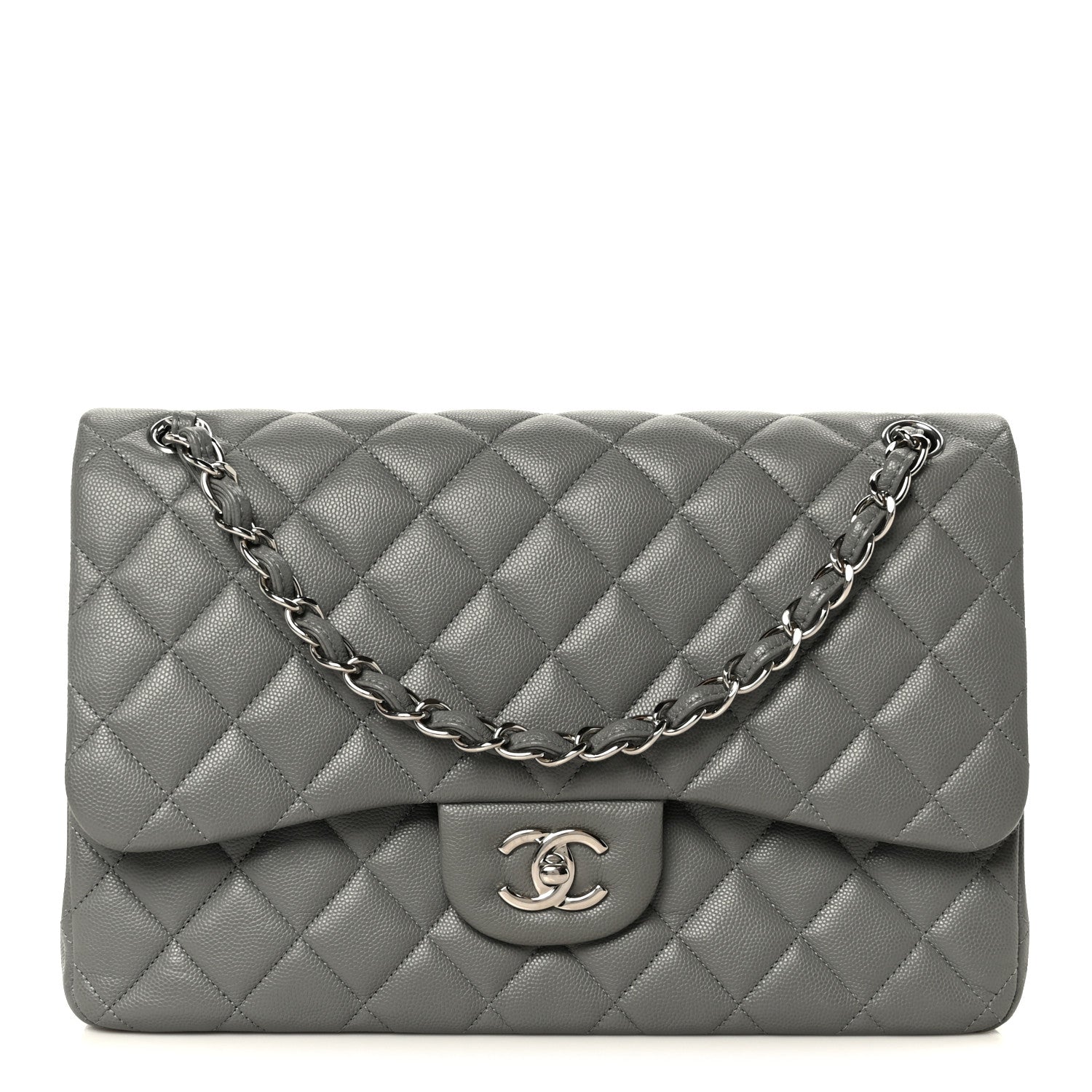 Chanel Caviar Quilted Jumbo Double Flap Grey 1 of 11