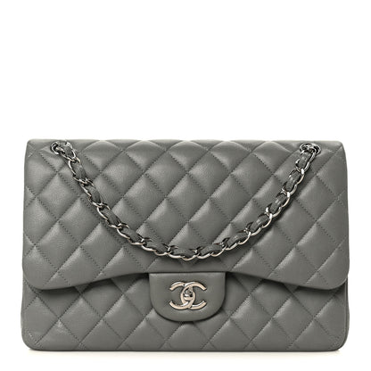 Chanel Caviar Quilted Jumbo Double Flap Grey 1 of 11