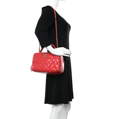 Chanel Lambskin Quilted Medium Trendy CC Bowling Bag Red 2 of 11
