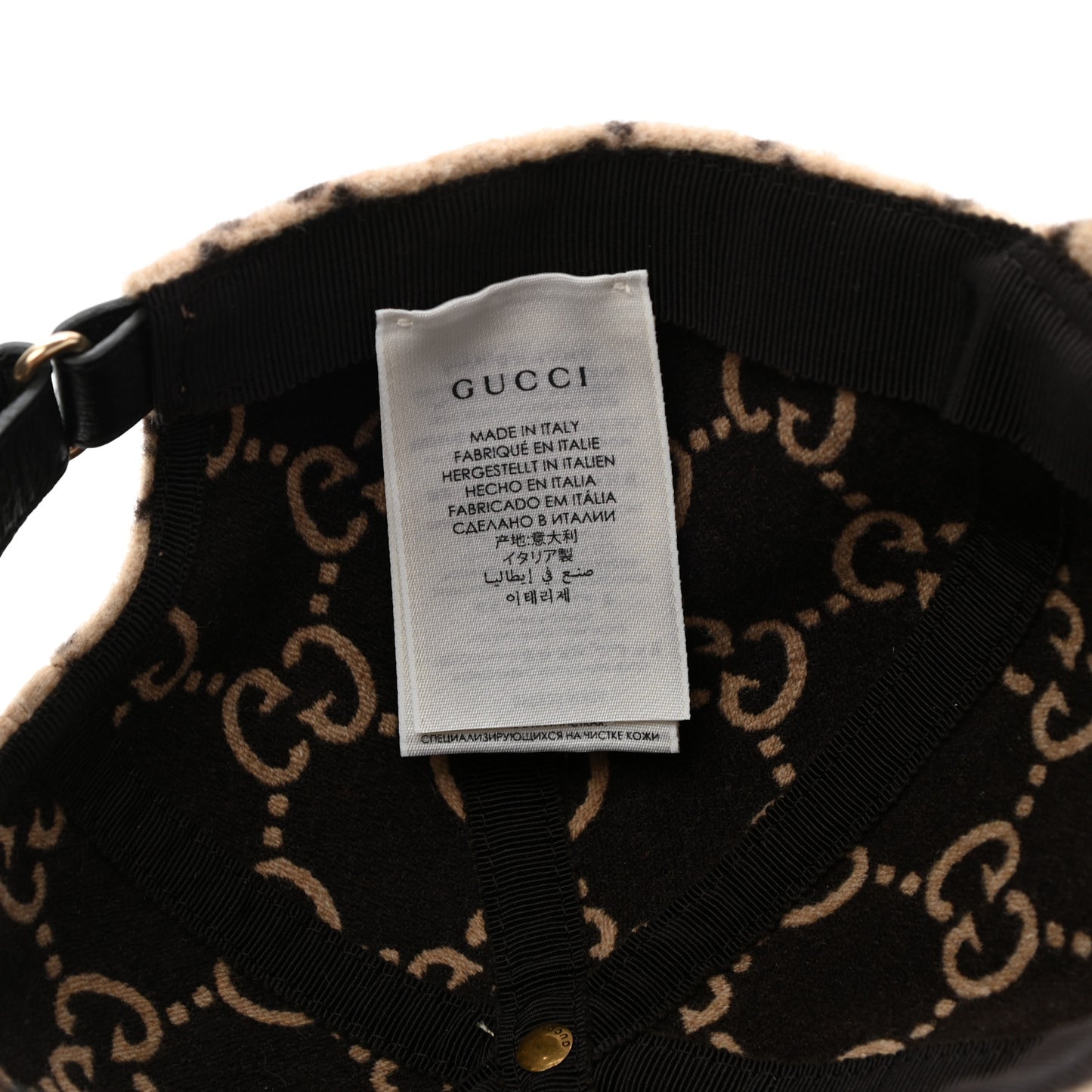 Covered Wool GG Monogram Baseball Hat M Beige Ebony