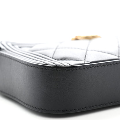 Chanel Lambskin Quilted Small Boy Clutch With Chain Black 11 of 14