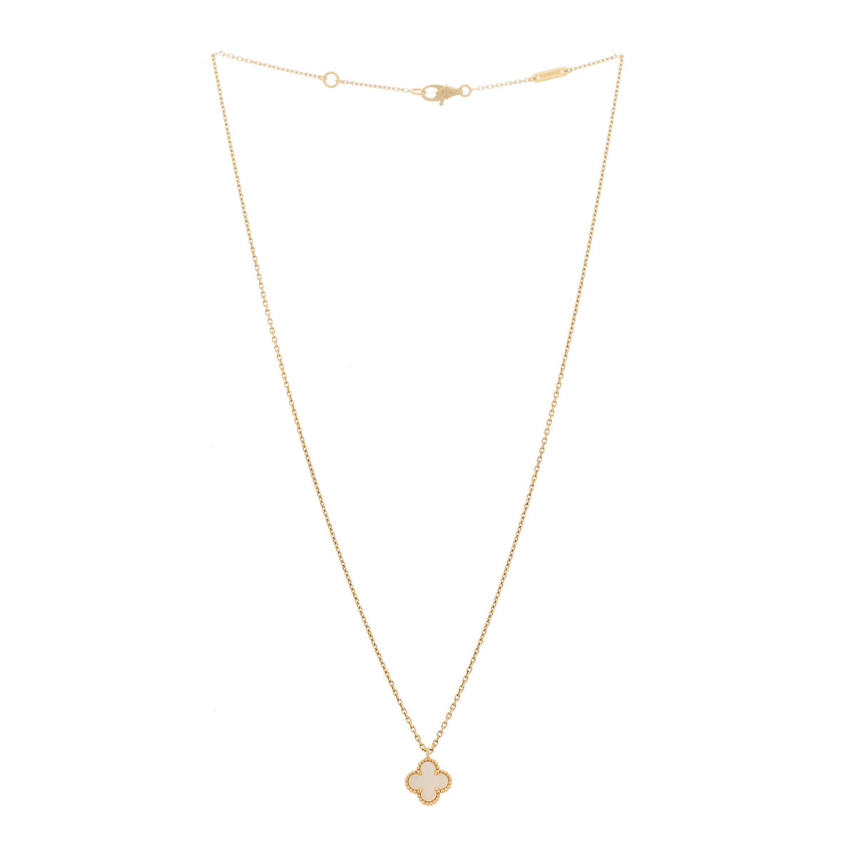 Van Cleef & Arpels 18K Yellow Gold Mother of Pearl Sweet Alhambra Pendant Necklace 3 of 6