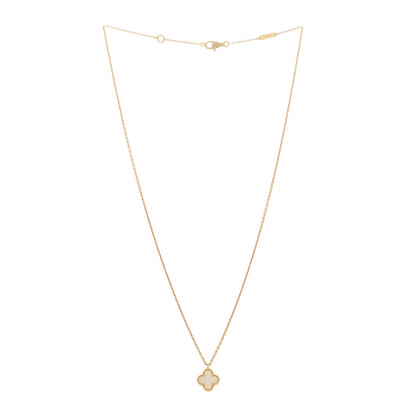 Van Cleef & Arpels 18K Yellow Gold Mother of Pearl Sweet Alhambra Pendant Necklace 3 of 6