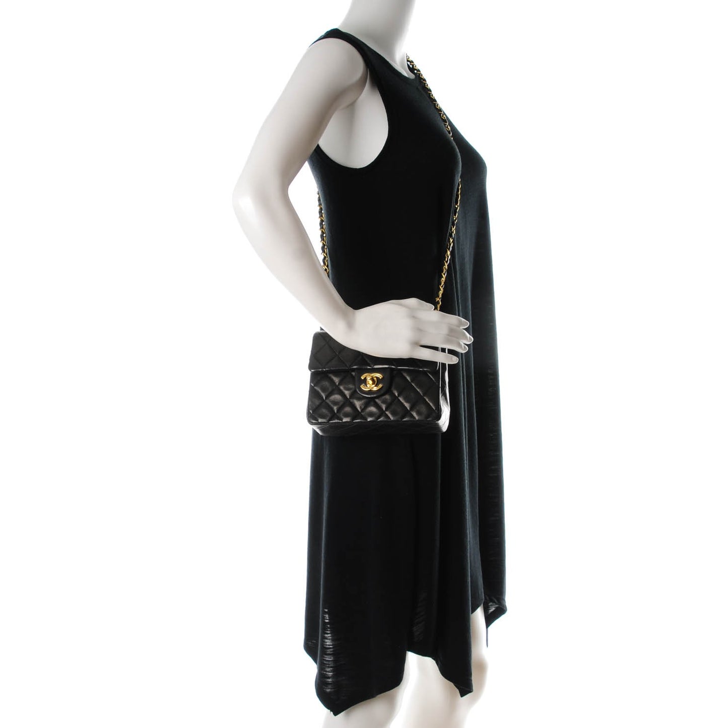 Lambskin Quilted Mini Square Flap Black