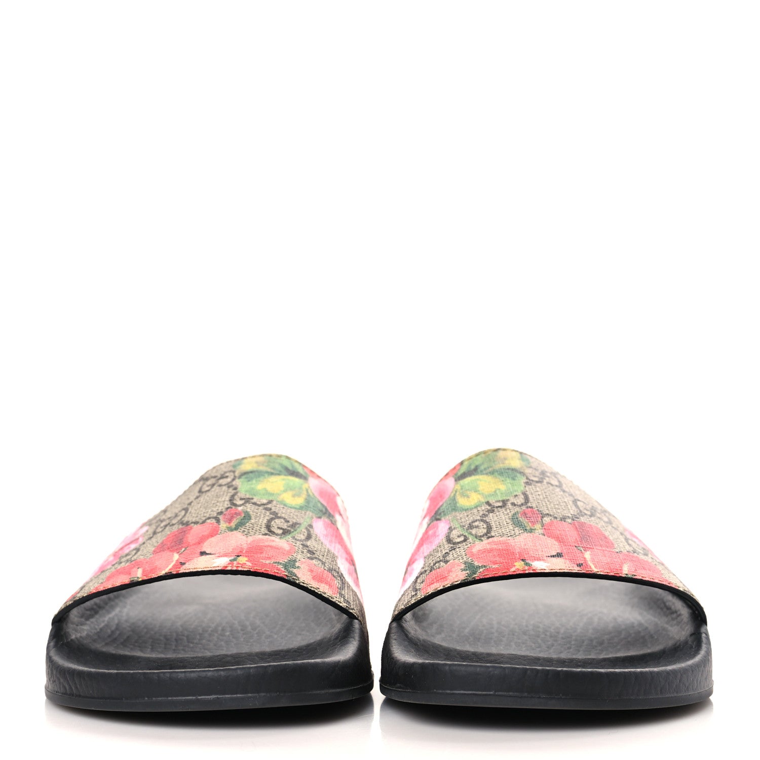 Gucci GG Supreme Monogram Blooms Slide Sandals 38 Beige Multicolor 2 of 7
