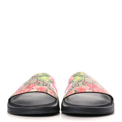 Gucci GG Supreme Monogram Blooms Slide Sandals 38 Beige Multicolor 2 of 7