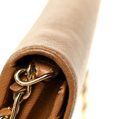 Prada Saffiano Metal Oro Chain Wallet Caramel 19 of 21