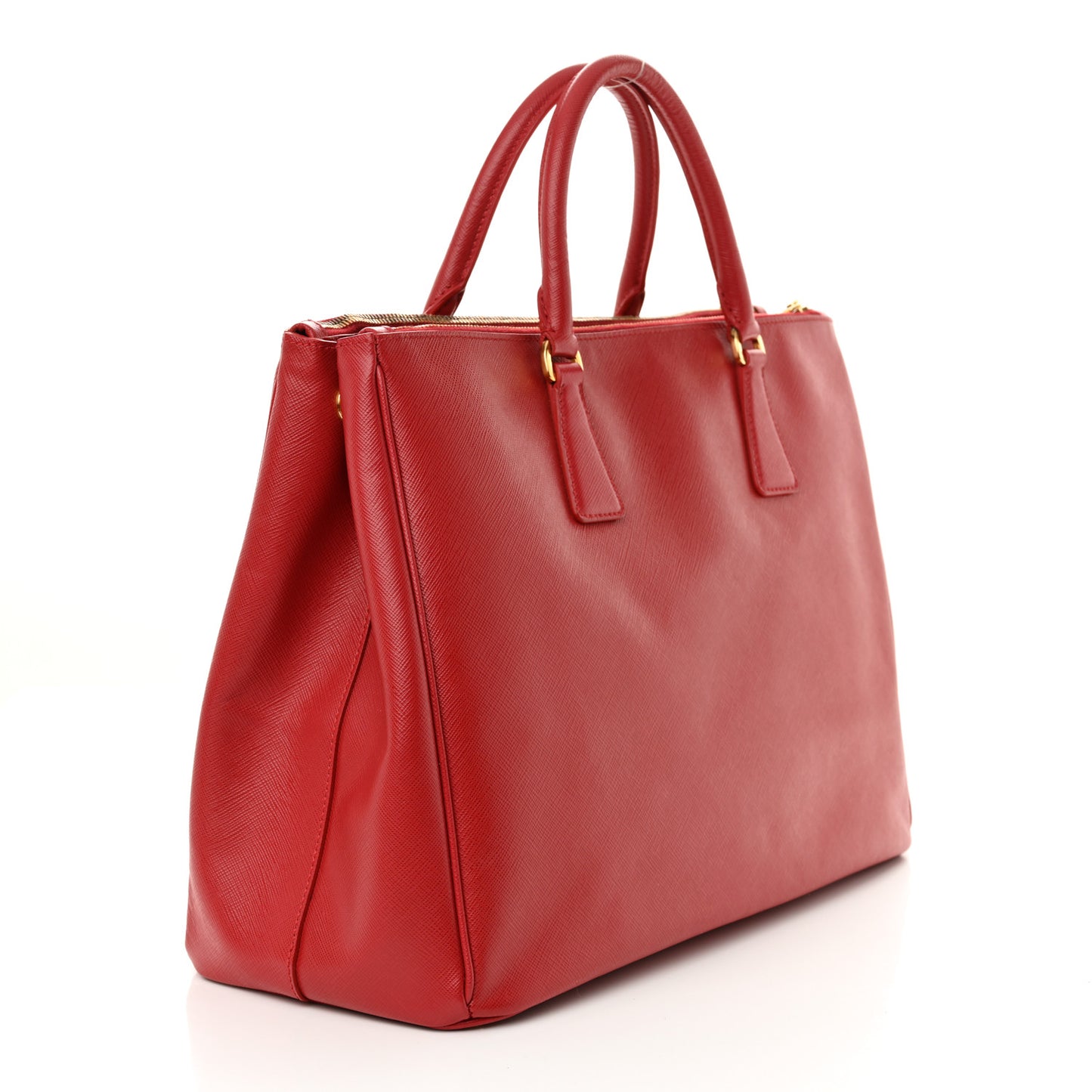 Saffiano Lux Large Galleria Double Zip Tote Fuoco