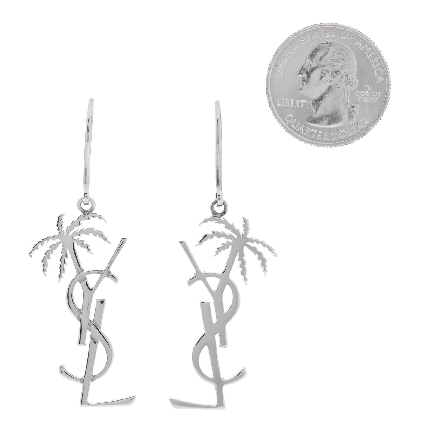 Metal Monogram Palm Earrings Silver