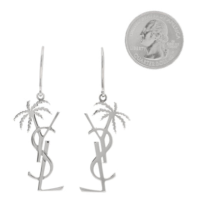 Saint Laurent Metal Monogram Palm Earrings Silver 2 of 4