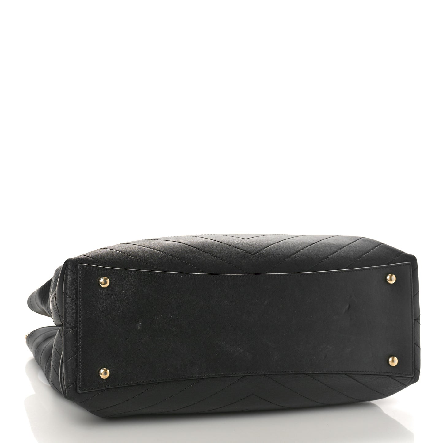Calfskin Chevron Quilted Large Shopping Tote Black
