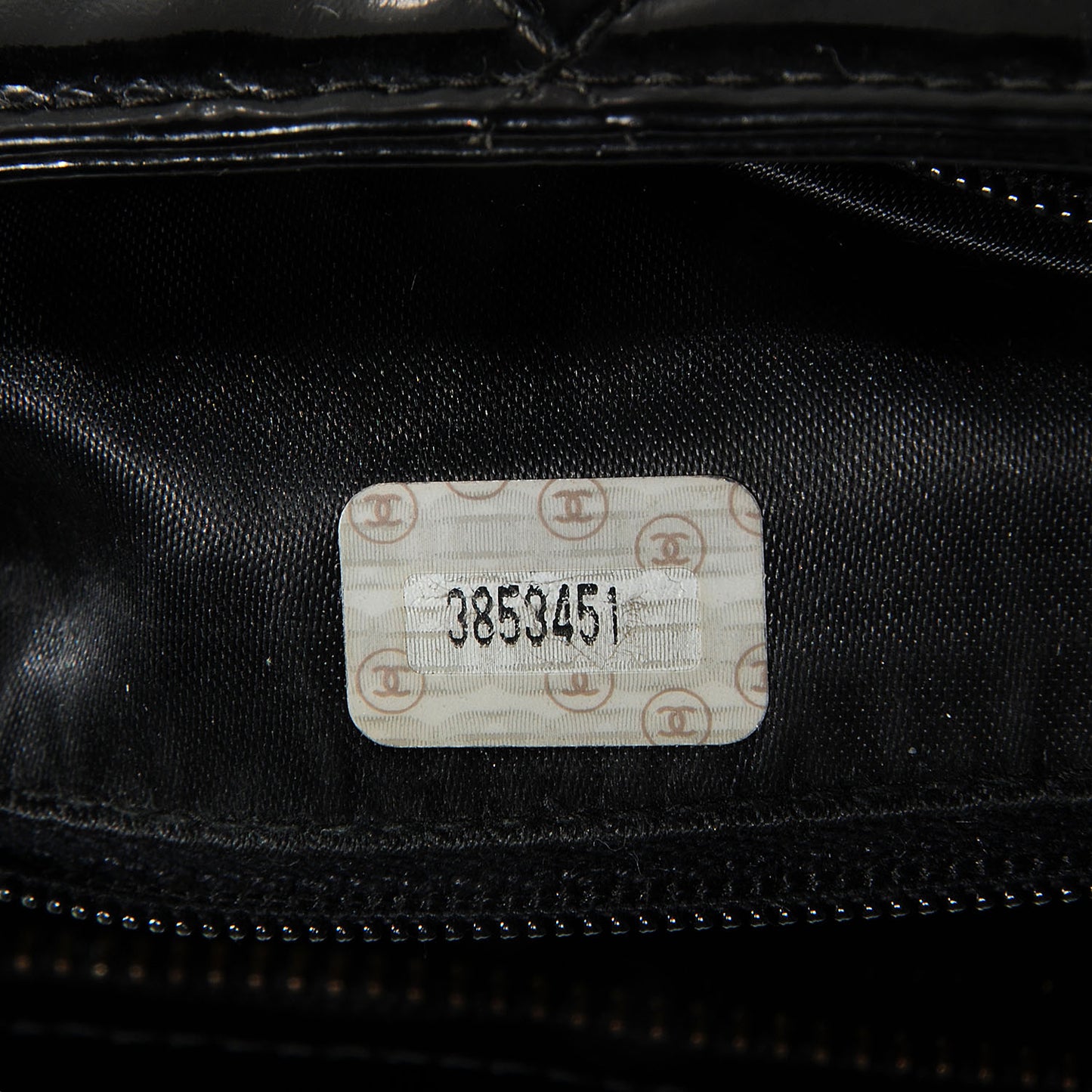 Patent Quilted Shoulder Bag Black
