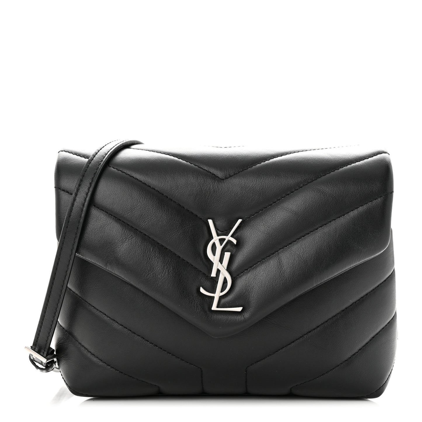 Calfskin Y Quilted Monogram Toy Loulou Crossbody Bag Black