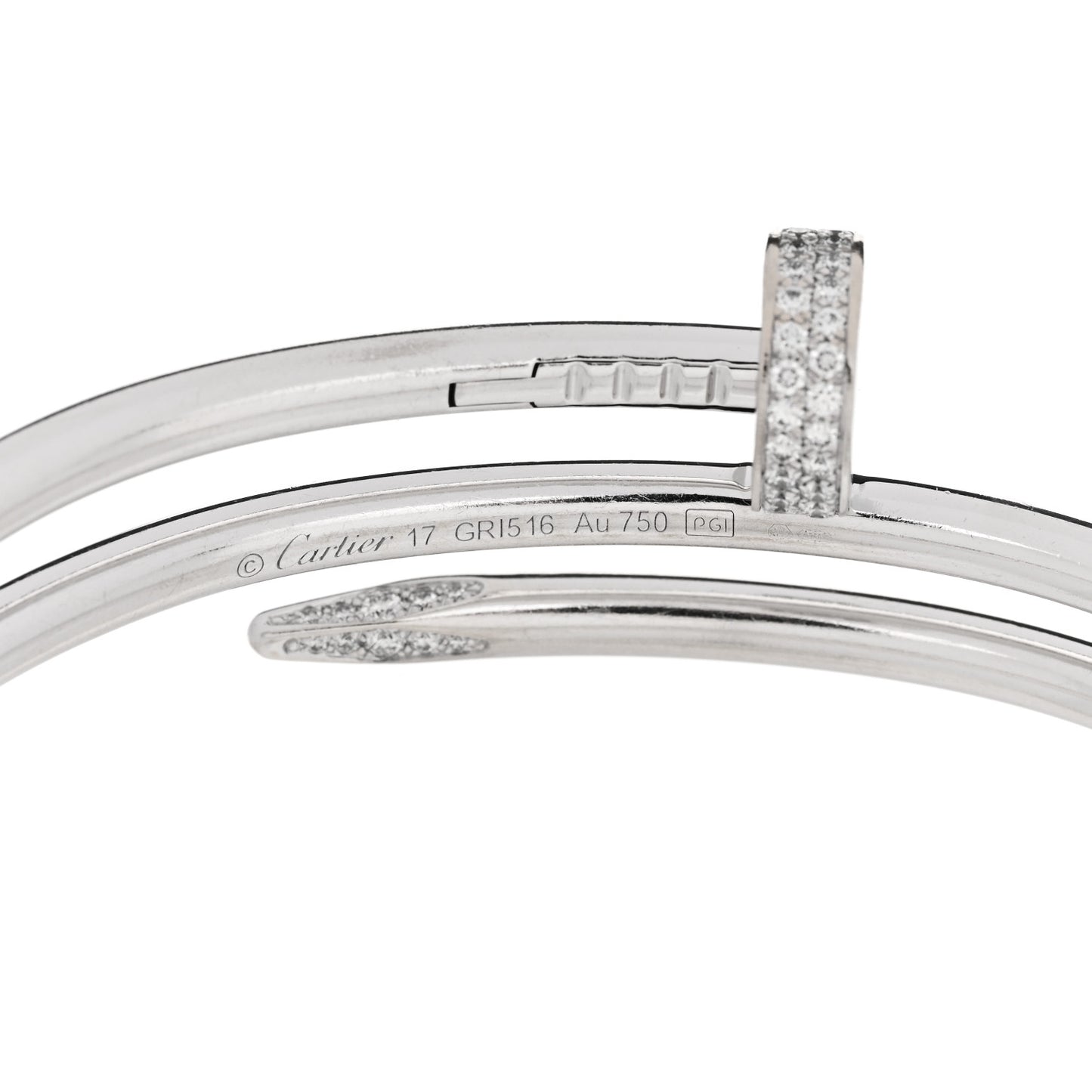 18K White Gold Diamond Double Wrap Juste Un Clou Bracelet 17