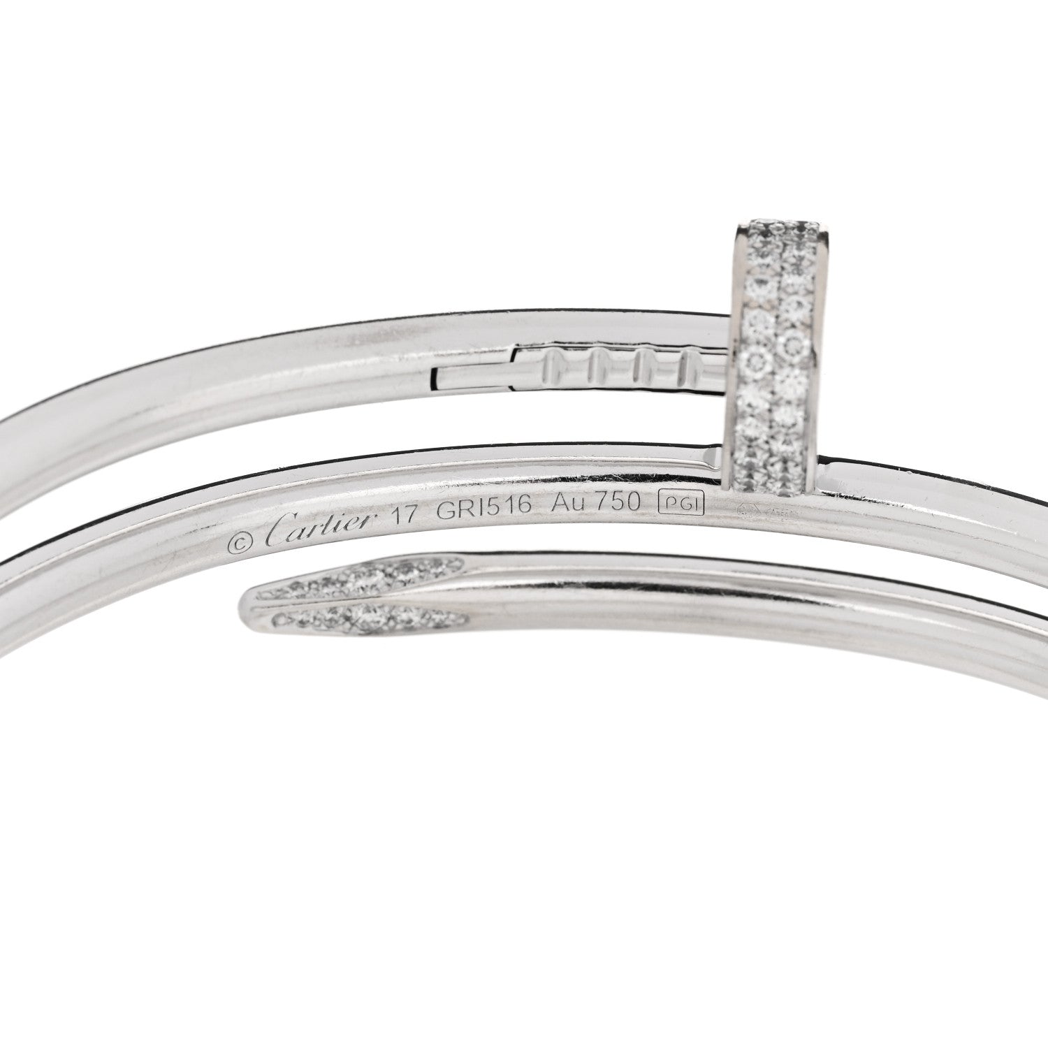 Cartier 18K White Gold Diamond Double Wrap Juste Un Clou Bracelet 17 4 of 4