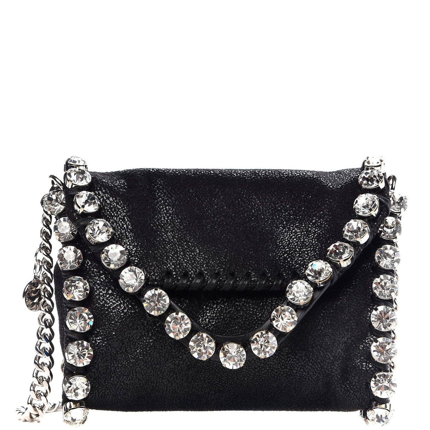 Shaggy Deer Tiny Fold Over Falabella Crystal Crossbody Black