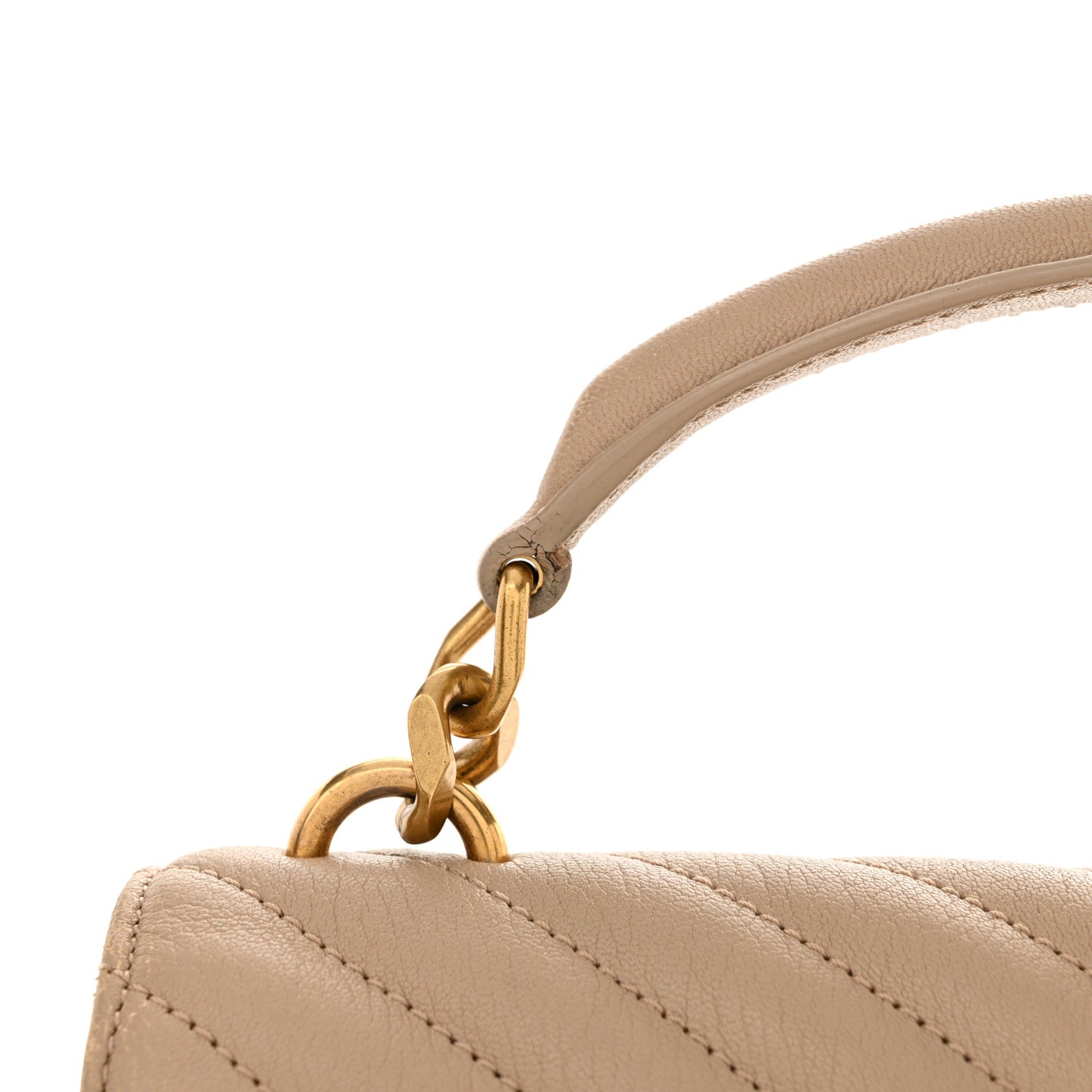 Sheepskin Matelasse Chevron Monogram Medium College Bag Dark Beige