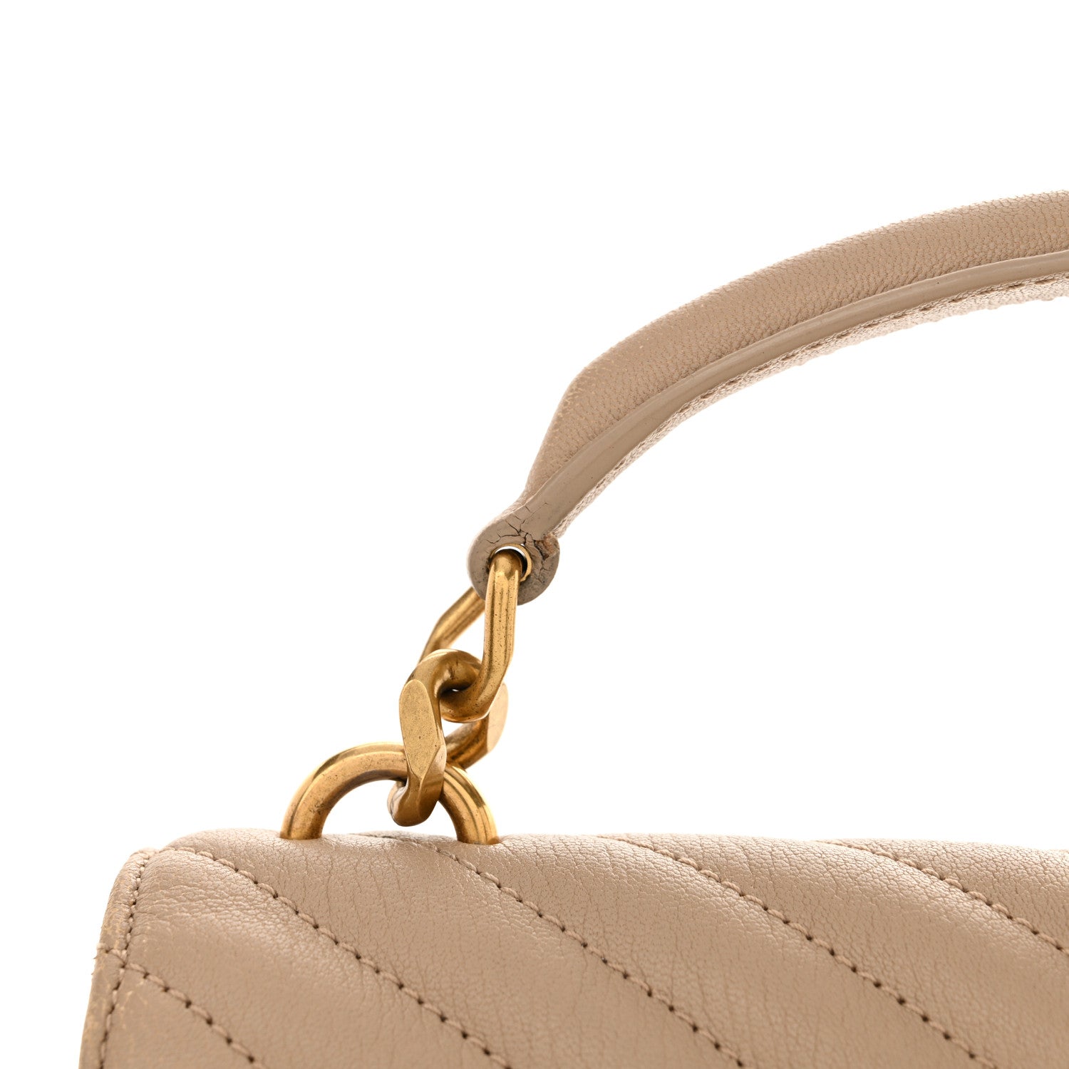 Saint Laurent Sheepskin Matelasse Chevron Monogram Medium College Bag Dark Beige 15 of 15
