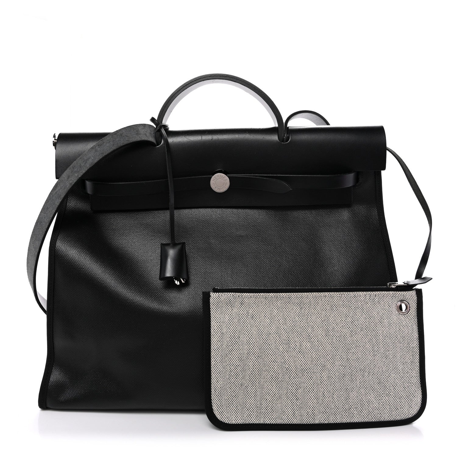 Hermes Toile H Berline Vache Hunter Herbag Zip 39 MM Black Ecru 3 of 11