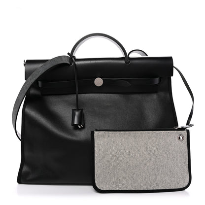 Hermes Toile H Berline Vache Hunter Herbag Zip 39 MM Black Ecru 3 of 11