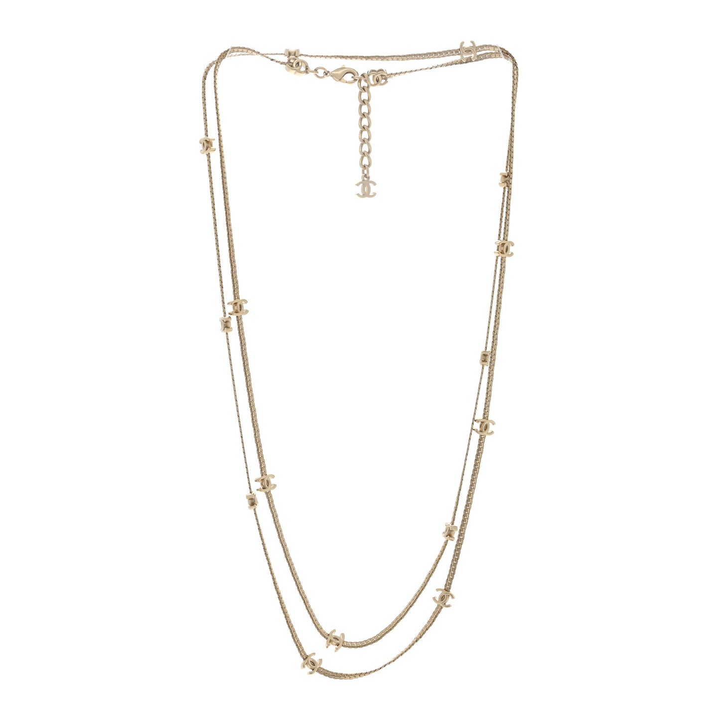 Metal CC Long Chain Necklace Gold