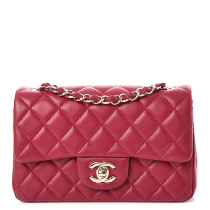 Chanel Lambskin Quilted Mini Rectangular Flap Dark Pink 1 of 9