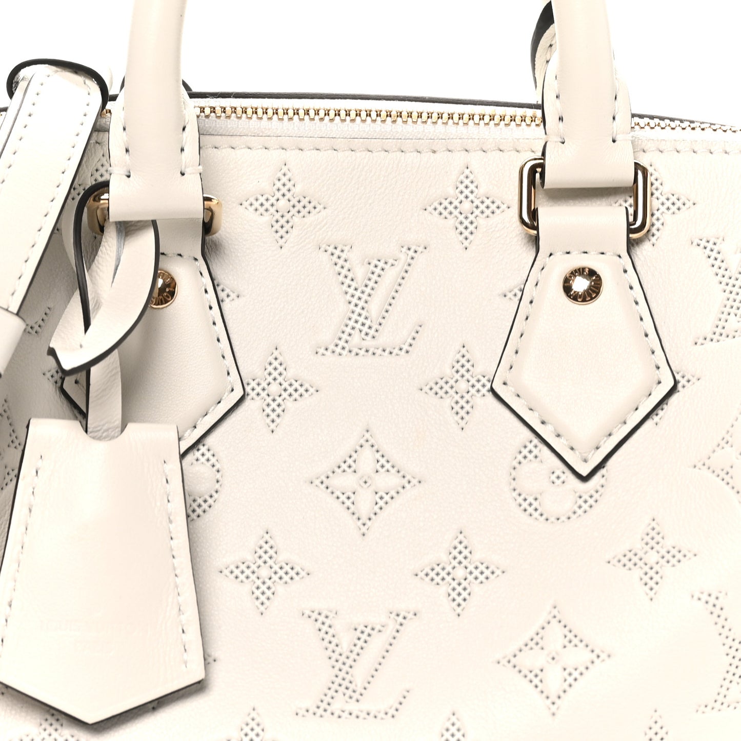 Monogram Embossed Calfskin Speedy Bandouliere 20 White Blanc