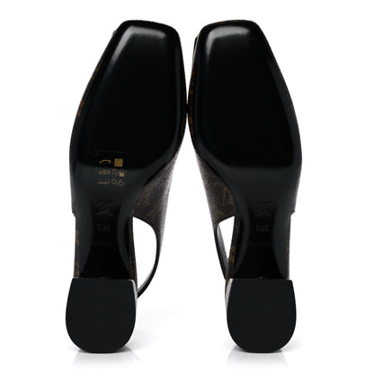 Louis Vuitton Monogram Madeleine Slingback Pumps 36.5 Brown 5 of 9